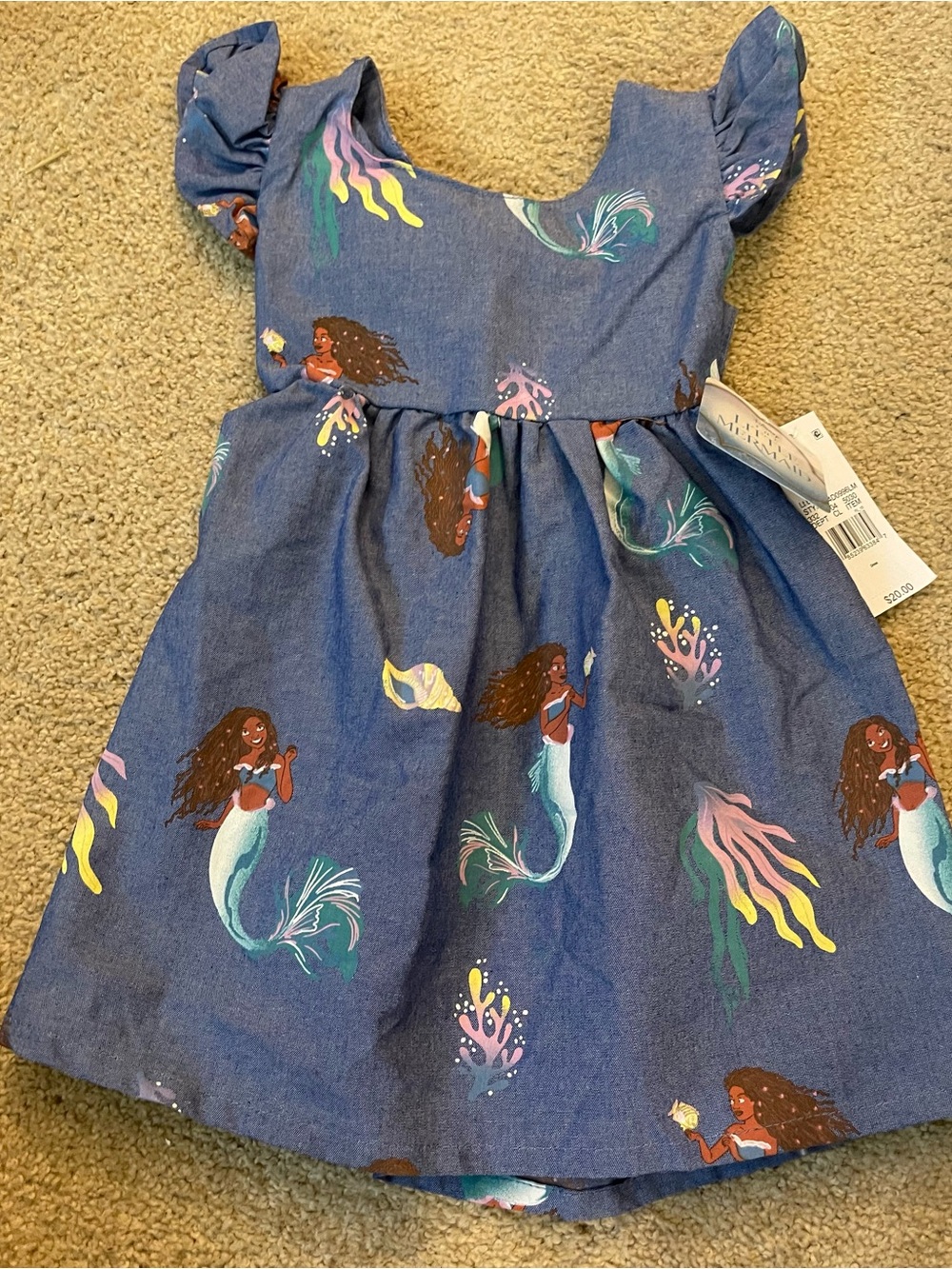 Disney Blue Mermaid Print Casual Dress 2T